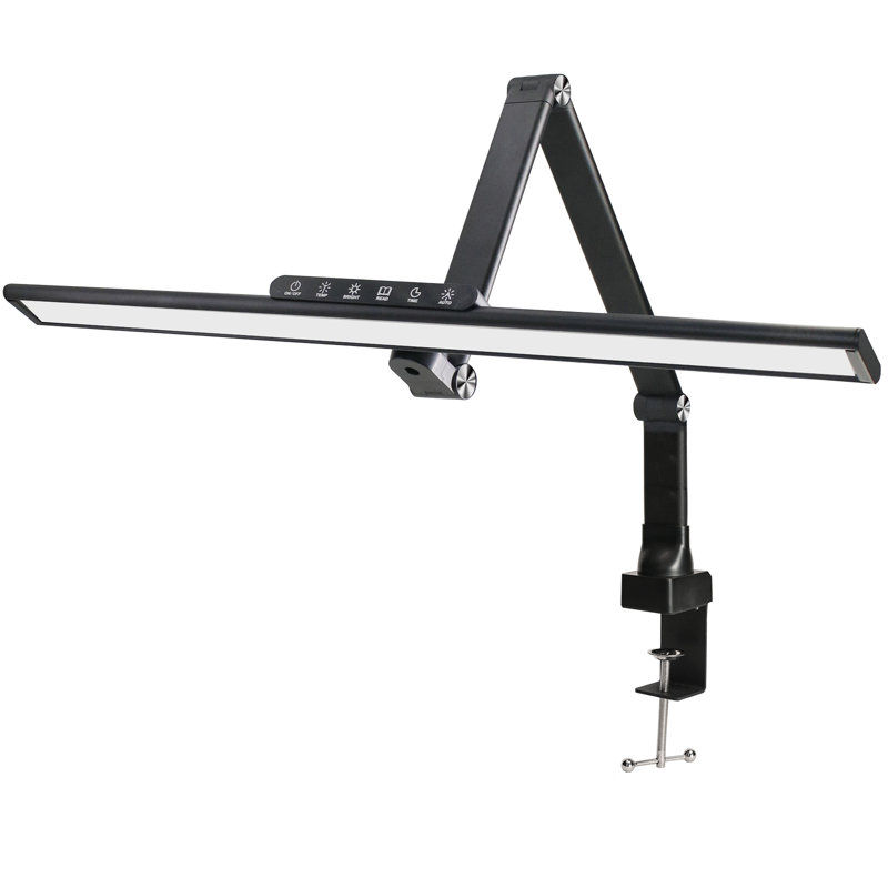 Clamp-On LED Desk Lamp with 5 Modes, Sensor, USB Ports & Timer - Black