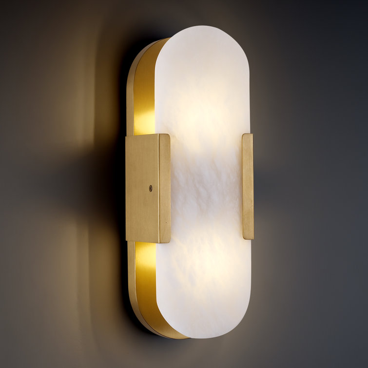 1-Light 14" Dimmable Wall Mounted Sconce with Alabaster Shade (Bulbs Included)