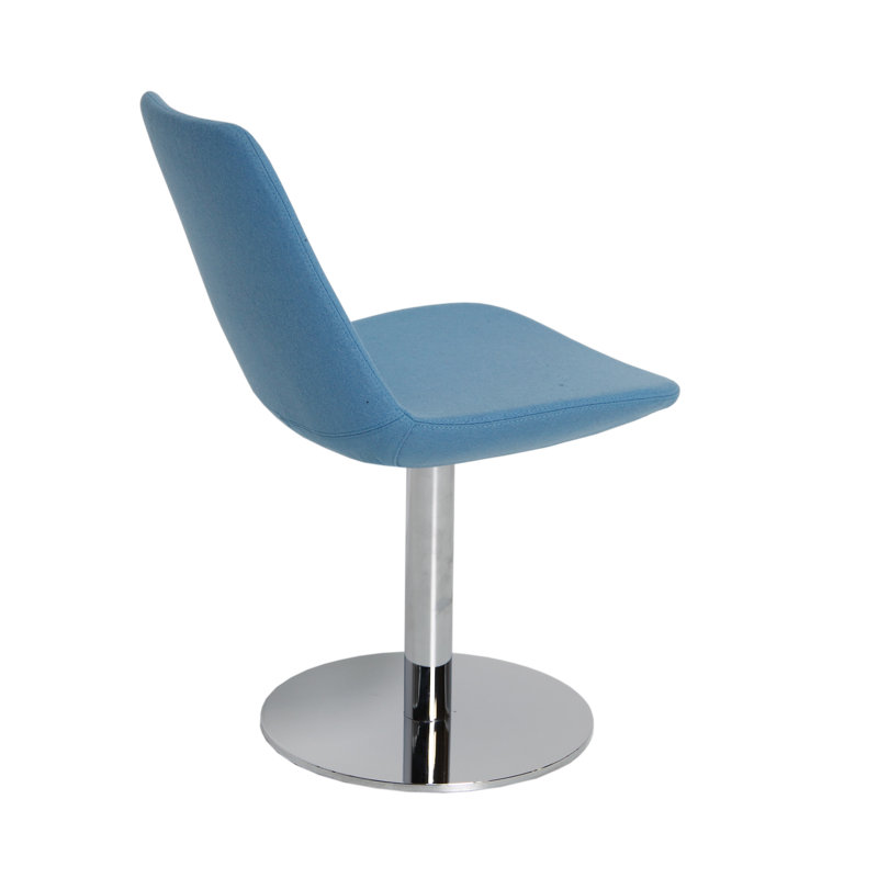Chaise d'appoint pivotante de 23 po Eiffel, Acier inoxydable, Tissu en laine biologique bleu ciel