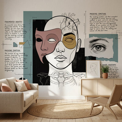 Abstract Portrait Wallpaper Anatomy Illustration Collage Removable Wall Decor