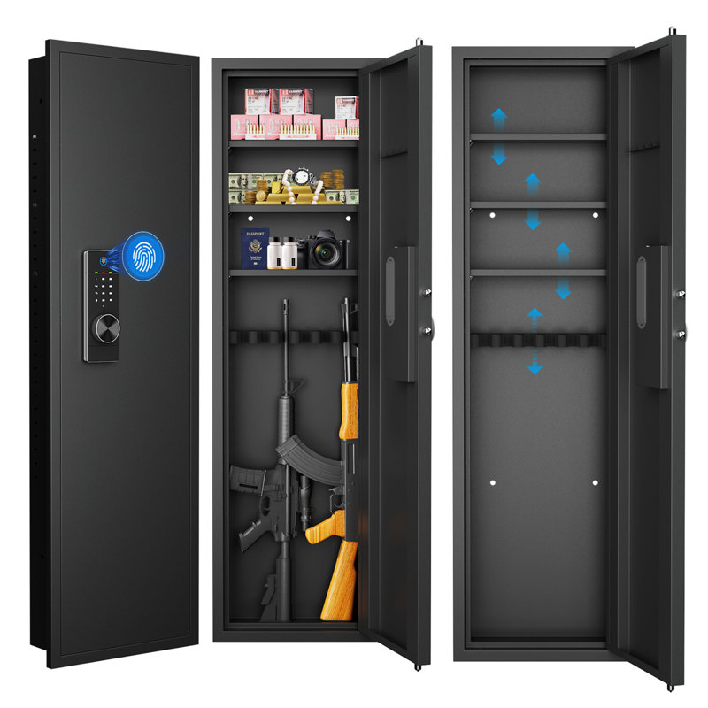 53" Fingerprint Touch Panel In-Wall Safe, Black