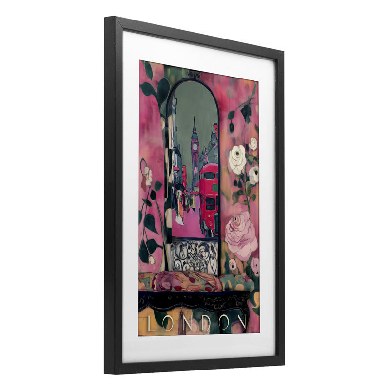 «London Spring Street View», reproduction sous verre encadrée, design par Annabelle Hall, H 20 po x l 14 po