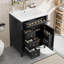 Meuble-lavabo gris 24 po avec lavabo, panneau de fibres à densité moyenne et bois d'hévéa, 3 tiroirs et armoire avec tablettes réglables-24454165