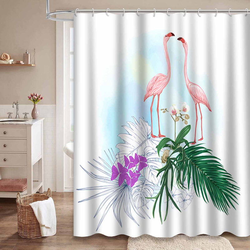Rideau de douche imperméable à motif de feuilles de palmier tropical avec 12 crochets, L 72 po x l 84 po