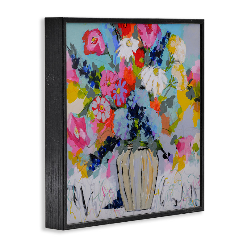 Giclée moderne et lumineuse encadrée, design par Joan Curtis, Giclée encadrée noir minuit, H 12 po x l 12 po