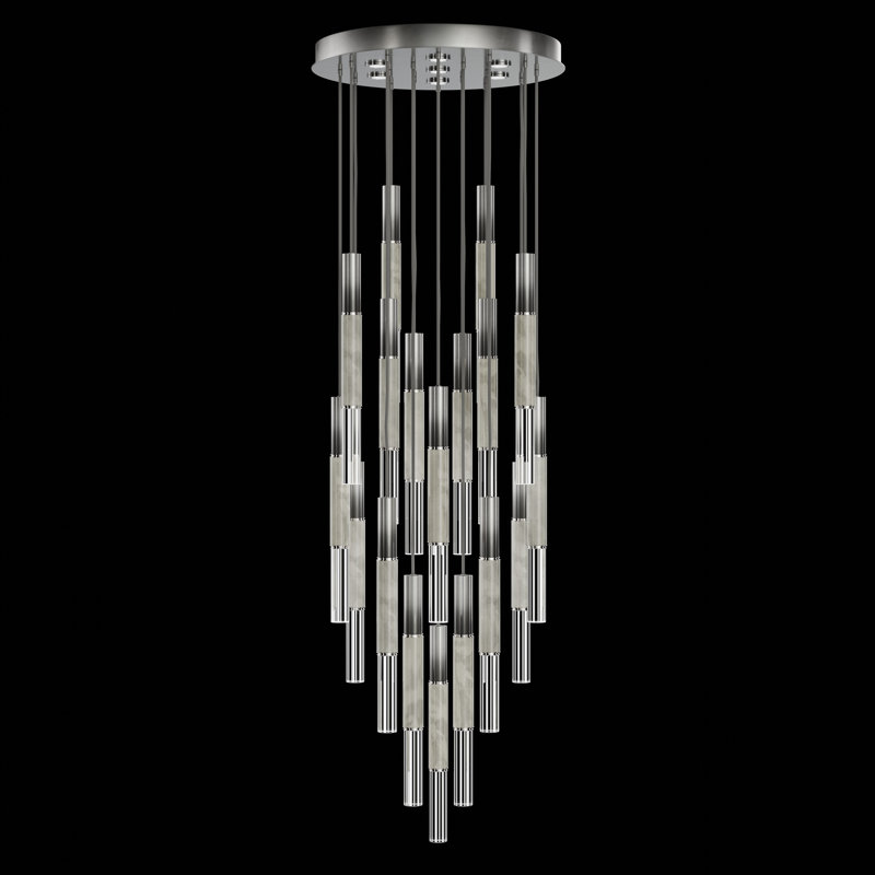 Antonia 25 - Light LED Pendant, Soft Ombre Silver Leaf/Nickel