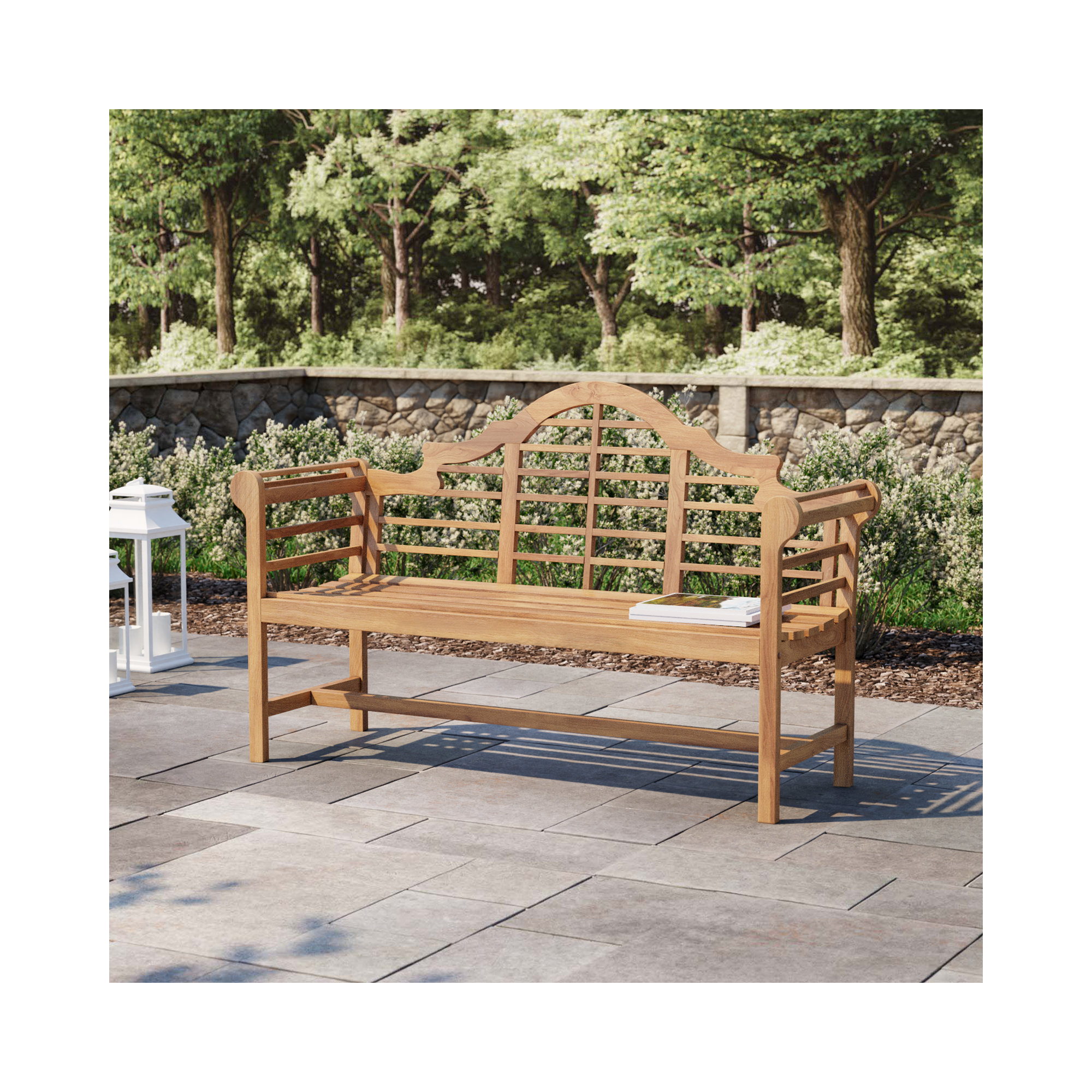 Bea Teak Outdoor Bench, 41" H x 65.75" W x 23.5" D