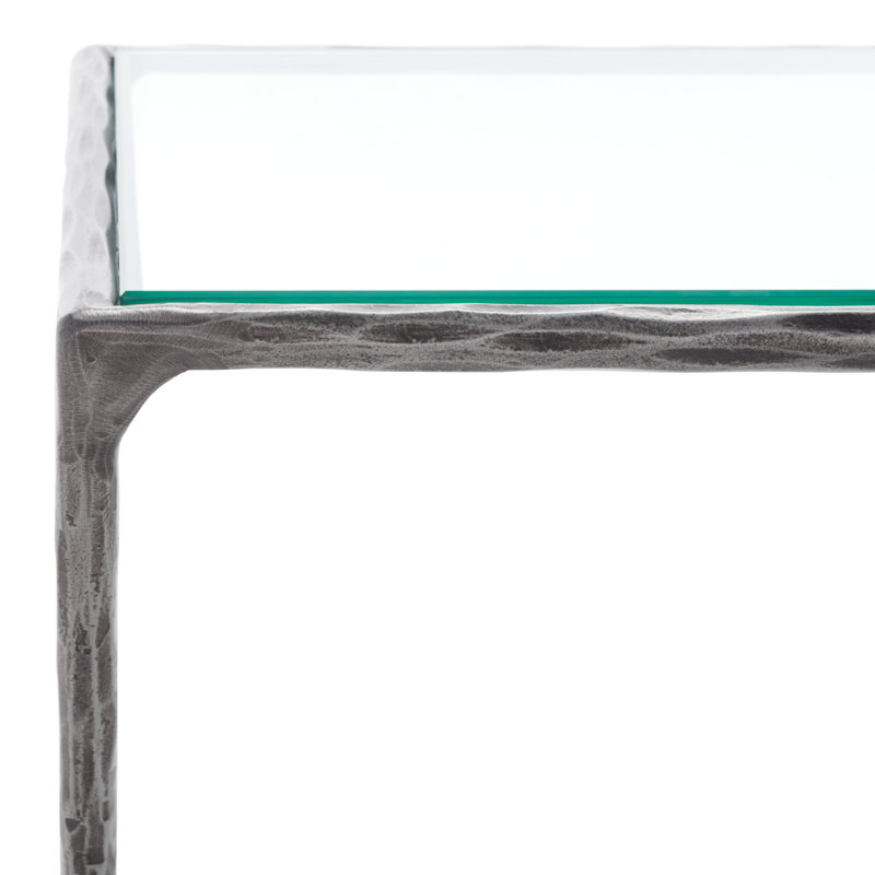 Glass End Table, Silver