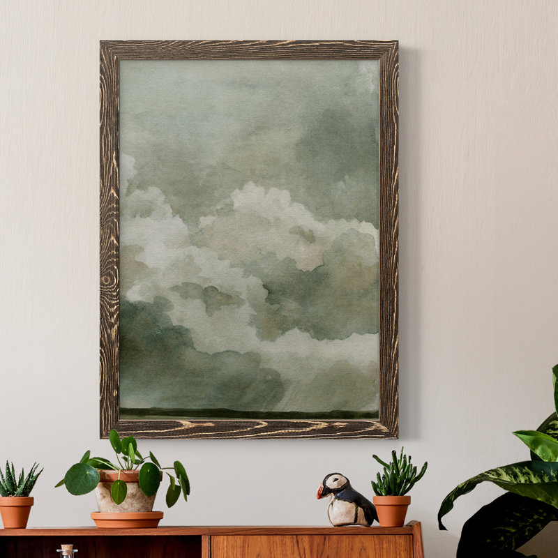 «Coming Rain II», peinture sur toile encadrée, H 24 po x l 20 po x P 1 po, Noyer
