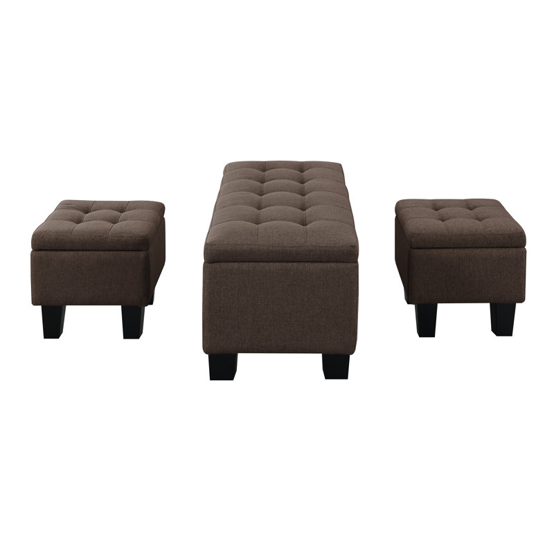 Markleville Polyester Upholstered Storage Bench, Brown
