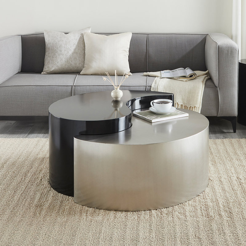 Addington 2 - Piece Living Room Table Set, Silver/Black