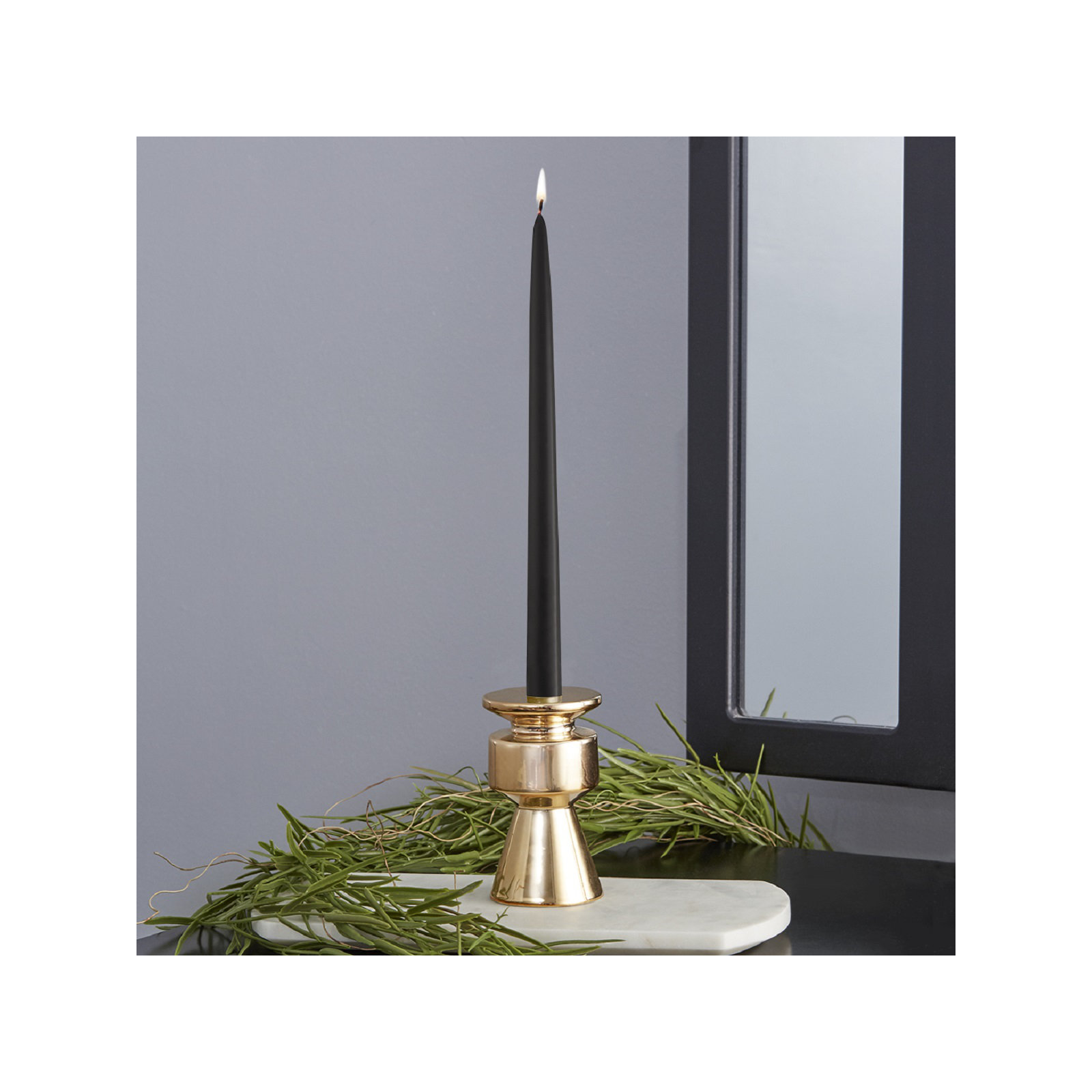 12 Piece Unscented Taper Candle Set, 12" H x 0.88" W x 0.88" D, Black