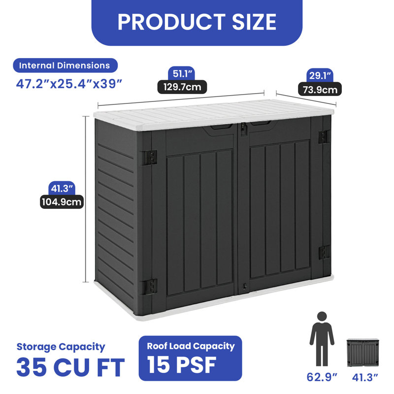 Outdoor 35 CU FT Dark Gray Horizontal Storage Shed