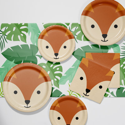 Creative Converting Fox Party Supplies Kit for 8 Guests