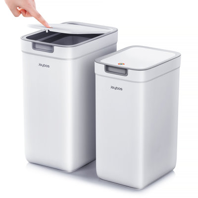 Poubelle de salle de bain Joybos, paquet de 2 (3,6 gallons et 2,4 gallons), poubelle de garage murale avec couvercle escamotable pour un usage domestique