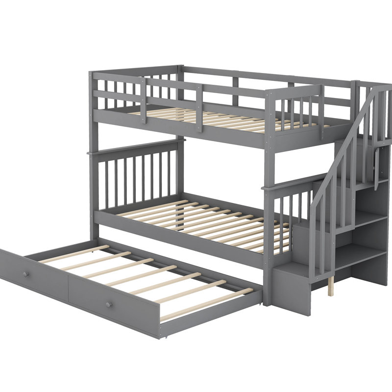 Lit superposé avec lit gigogne Twintwin - Aménagement de chambre gris fonctionnel et design d'espace, Gris