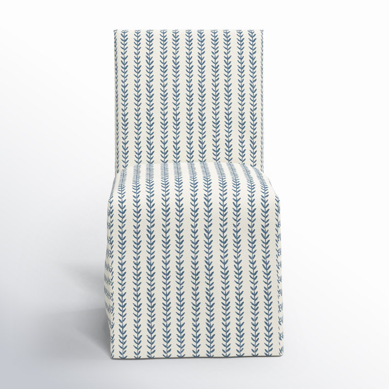 Ivanka Cotton Parsons Chair, Vine Stripe Dusty Blue