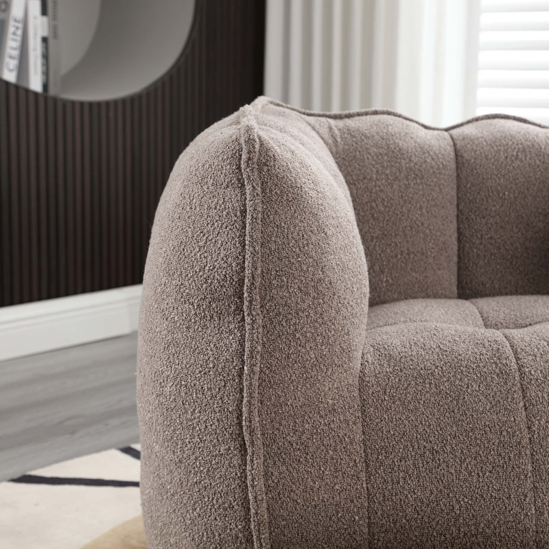 Comfortable Lazy Sofa with Footstool,for Living Room and Bedroom, Coffee Chenille, 26" H x 42.5" W x 33.5" D