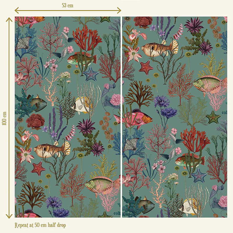 Rouleau de papier peint texturé L 33 pi x l 21 po Botanical, Bleu