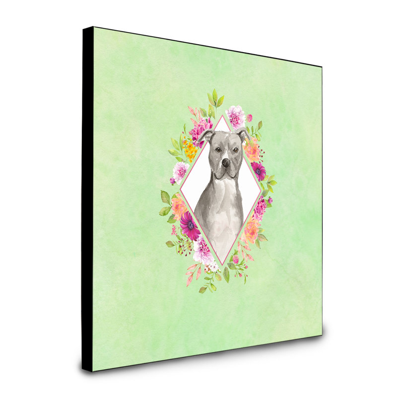 Panneau mural Dollman Flowers, Vert, Pitbull gris
