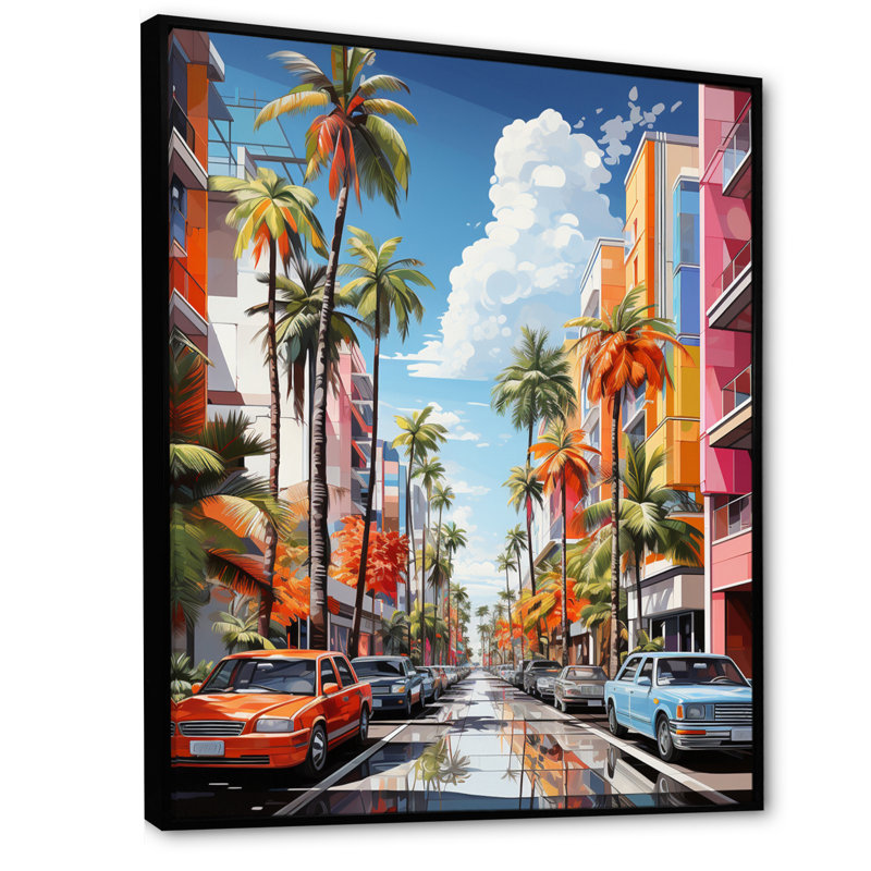 City City Popart I - décoration murale paysages urbains, H 40 po x l 30 po x P 1,5 po, Cadre flottant noir
