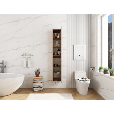 24 Inch Wall-Mounted Side Cabinet Combination, 2-Soft Closing Door, Suitable For Small Bathroom, Study, Storage Room, Original Oak (KD-Packing)