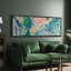 «Abstract Colorful Strokes Vibrant Foliage Abstract Colorful Nature Antique Retro Fine Art Room Extra Large Wall Decor», reproduction encadrée-111176785-96074601