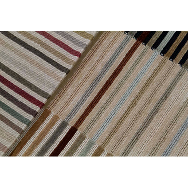 Wool Striped Area Rug in Beige/Black