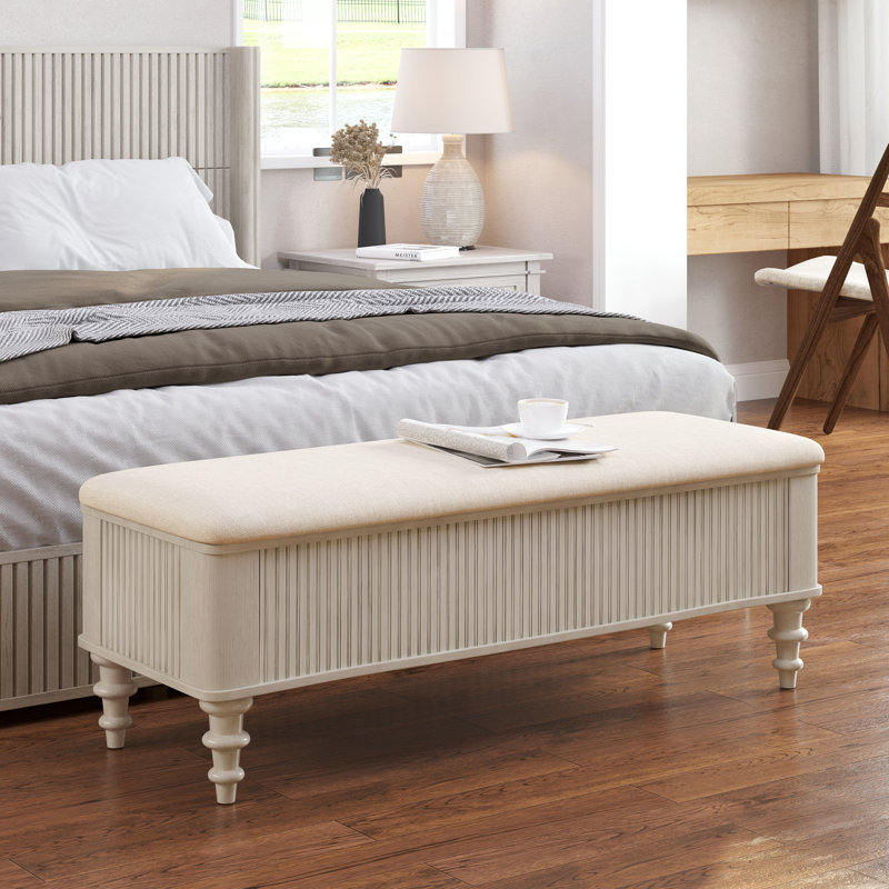 Sage Multi-Functional Storage Ottoman Bench with Linen Seat & Hidden Internal Storage