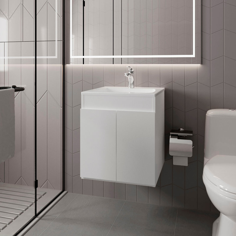 Meuble-lavabo avec deux portes Shoshoni, blanc, Blanc