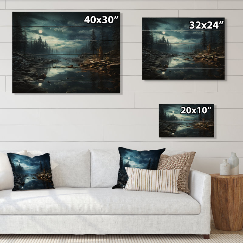Paysage d'hiver, nuit silencieuse III sur bois, H 10 po x l 20 po x P 0,78 po