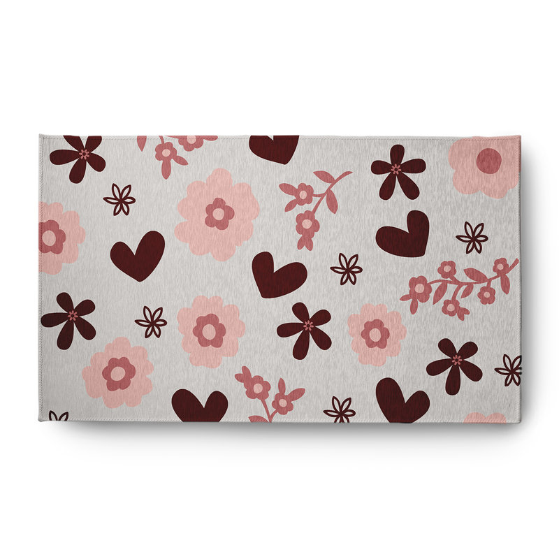 Tapis en chenille Flowery Love Valentines, Rectangle 3 pi x 5 pi