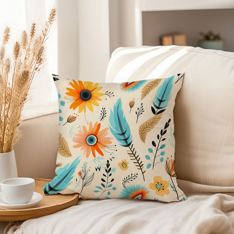 Floral Pillow Cover, 20"H x 20"W