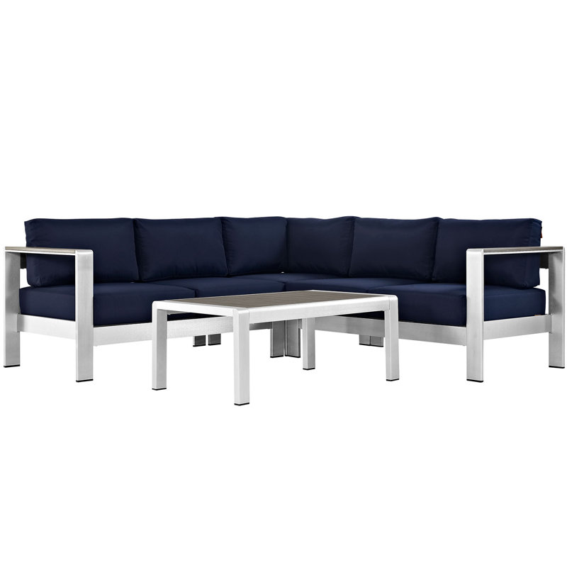 Ensemble de conversation modulaire avec coussins 4 pièces Shore, Marine
