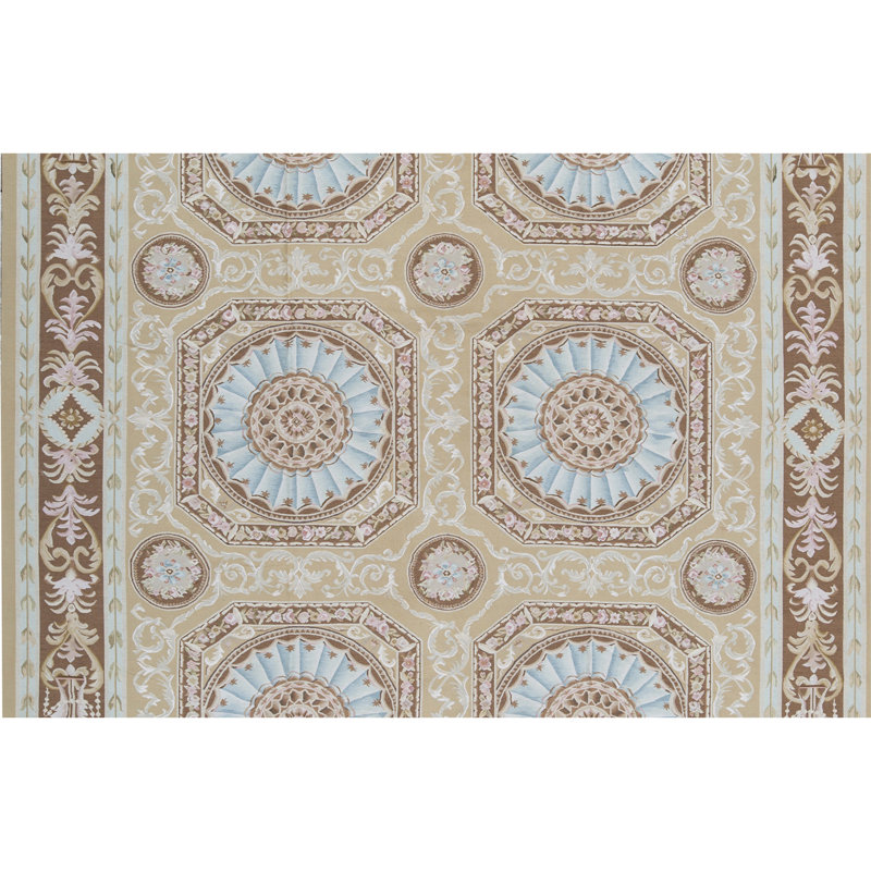 Hand-Knotted High-Quality Gold and Brown Area Rug