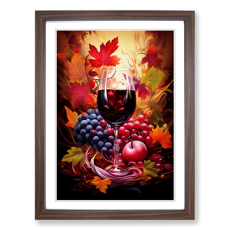 Wine Digital - Framed Print, Walnut , 64cm H x 46cm W x 2cm D
