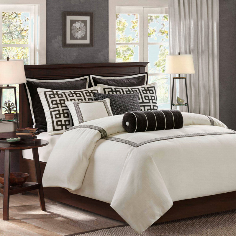 8 PCS Queen Embroidery Oversized Duvet Style Comforter Set