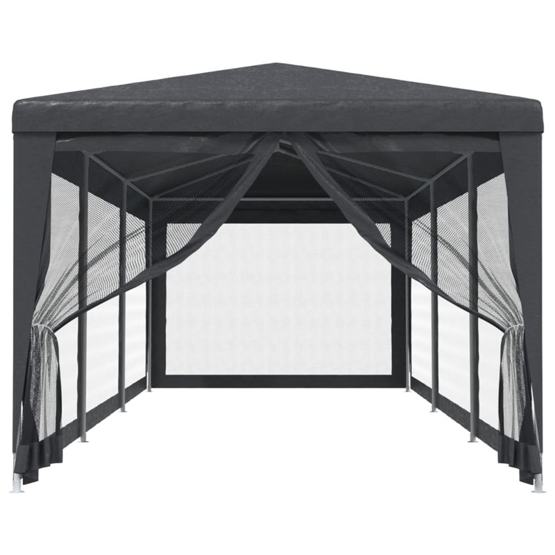 Andry Party Tent with 8 Mesh Sidewalls 3x9 m HDPE, Anthracite, Anthracite