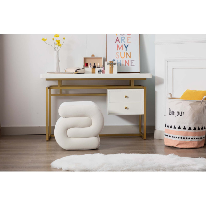 Repose-pieds de 18,1 po de largeur Eveny, Velours blanc