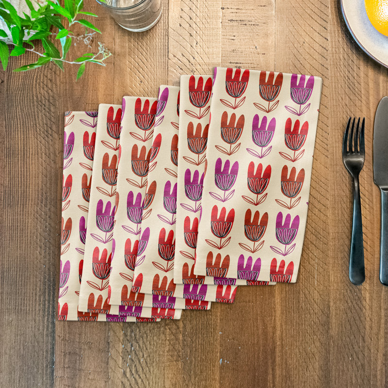 Cotton Twill Floral Square Napkin