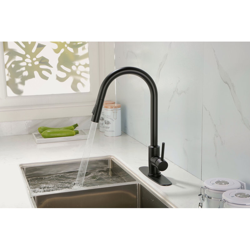 Robinet de cuisine avec douchette extractible, Noir mat