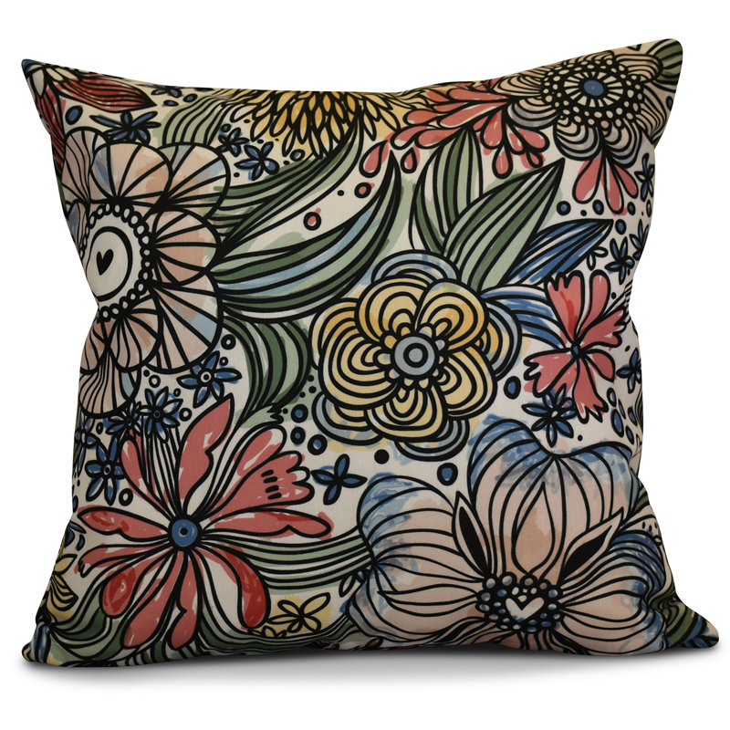 Flora And Fauna Floral Reversible Throw Pillow, Red