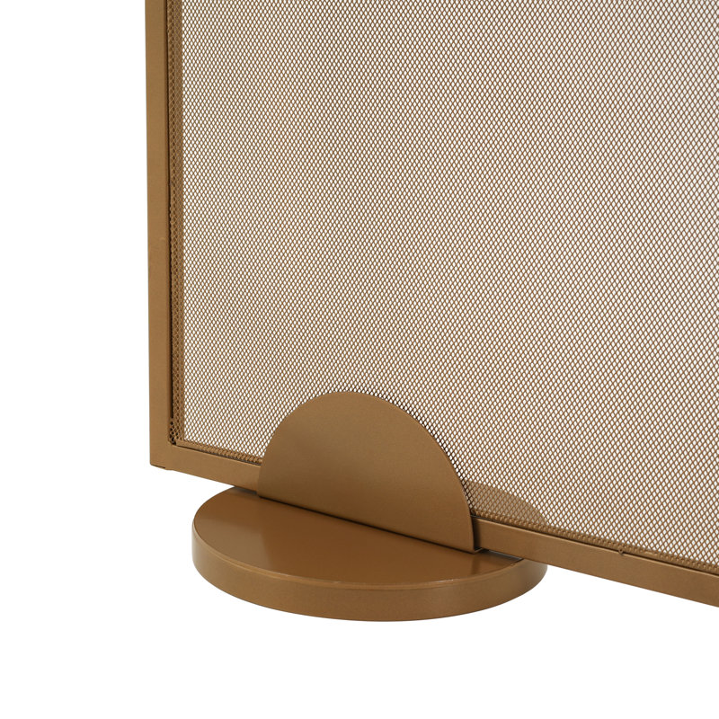 Erick 1 Panel Iron Fireplace Screen, Gold