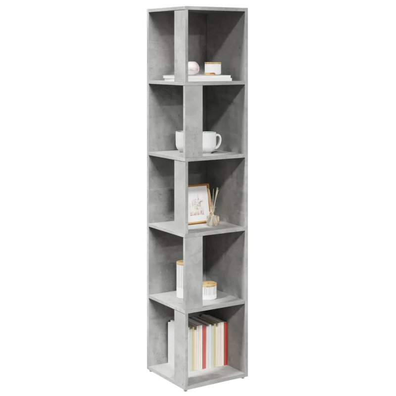 33 cm W Bookcase, (4 Shelves) 100cmH x 33cmW x 33cmD, Concrete Grey