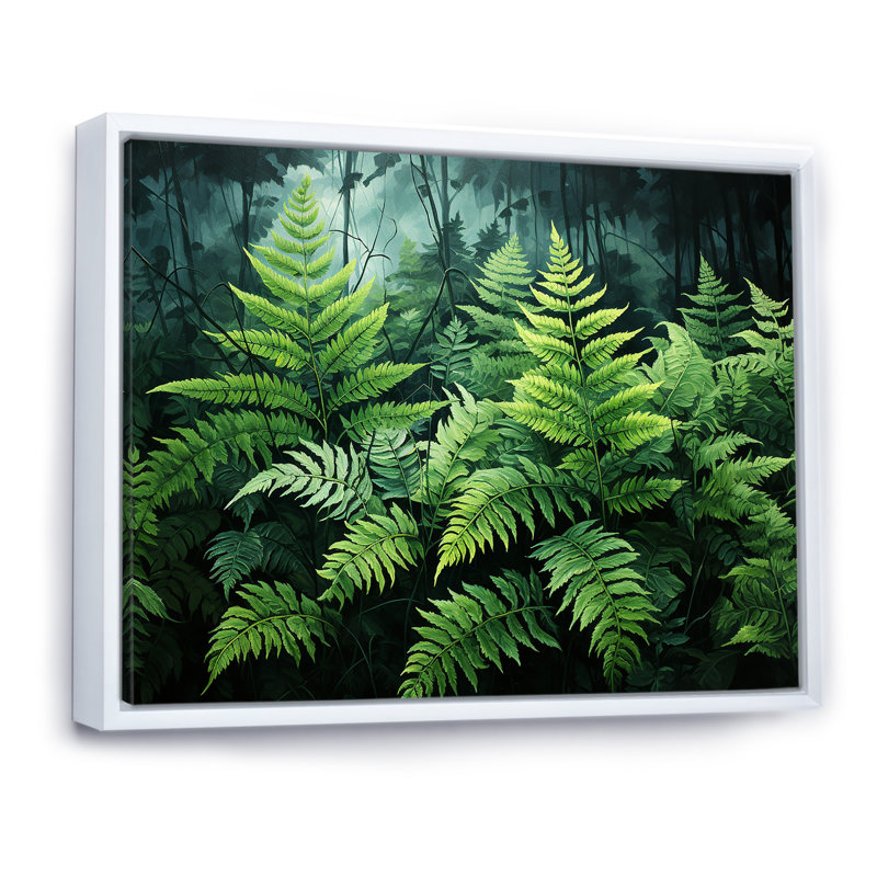 Emerald Green Ferns Forest IV sur toile, H 34 po x l 44 po x P 1,5 po, Cadre flottant blanc