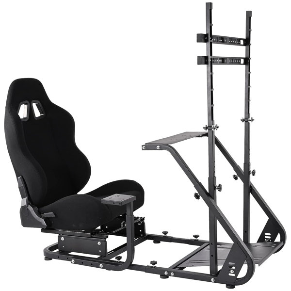 Minneer Racing Simulator Cockpit with TV Stand and Seat Fit Logitech G29 G920 Thrustmaster,Black