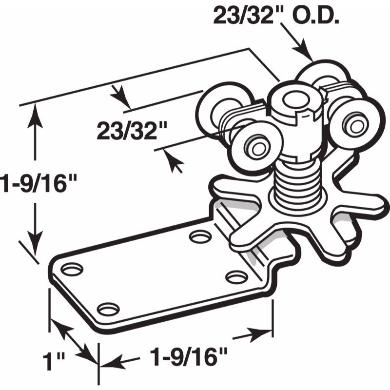 Rouleau de porte coulissante en nylon et en acier avec quatre roues, pour portes de poche 1 po à 1-3 / 4 po Épais, acier (paquet simple)