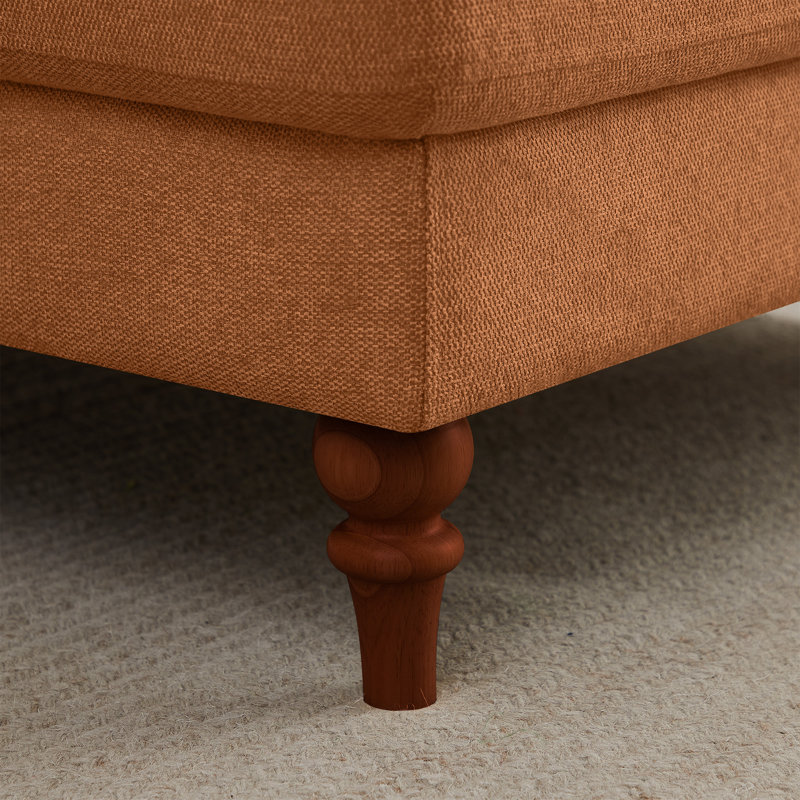 Davene Upholstered Chaise Lounge with Adjustable Backrest, Rust Orange Polyester Blend, Dark Brown