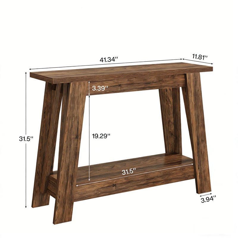 41.3" Small Console Table for Entryway, Farmhouse Wooden Sofa Table, Brown