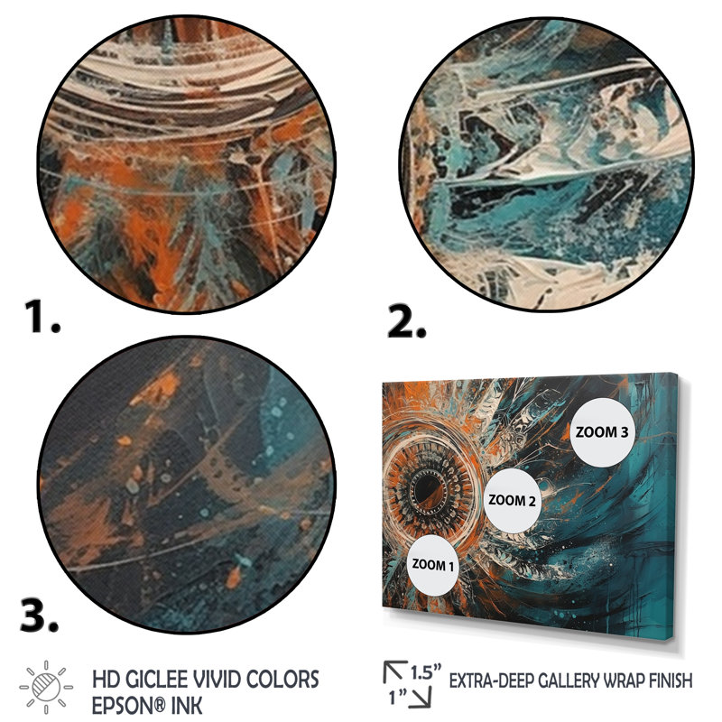 Habibollah orange et bleu, reflet artistique d'un esprit libre II sur toile, H 30 po x l 40 po x P 1,5 po